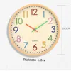 Zegary ścienne 12-calowe kolorowe zegar kreskówki naśladowanie drewna cyfrowe salon dekoracja dzieci