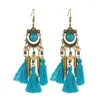 Boucles d'oreilles en pente ethnique Bohemian Drop Long Rope Fringe rétro Tassel