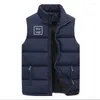 Gilet pour hommes Logo personnalisé automne hiver manteaux hommes vestes vestest fashion mâle support épais collier couleur solide veste coton sans manche