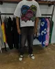 Y2k retro mode mångsidig gotisk överdimensionerad tryckt kortärmad herr t-shirt casual harajuku streetwear toppar par stil 240319