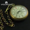 Vigoroso Collectible Antique Old Copper Mechanical Pocket Watch FOB FOB Hand Winding Roman Numerals 1224 HEURES Vintage Clock 240327