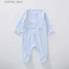 Rompers para bebés Pajamas cuello redondo mangas largas para niños piezas de bolsillo de bolsillo mordazado ropa de bebé acanalado ropa de bebé l47