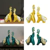 Figurine decorative set di 2 statue di elefante con tronco versatile da 7,9 pollici e da 7 pollici collezione da scrivania per soggiorno squisito