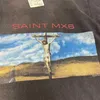 Men's T-Shirts SAINT MICHAEL SKY SS T Shirt Men Women Sky Jesus Washed Old Short Sleeves T-shirt Tops Tee J240402