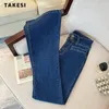 Damesjeans Y2K High Street Skinny Taille Flar La Vared Pants 2024 Lente zomer Vintage Blue Slim Fit Harajuku Denim Trouser