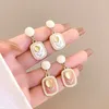 Dangle Ohrringe Perle Opal Tulpe für Frauen Ölmalerei Vintage Eardrop französischer Stil Luxus -Trendy Hochzeit Schmuck