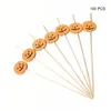 Couverts jetables 100pcs 12cm Halloween Bamboo Pick Buffet Cupcake Fruit Fork Party Dessert Sticks