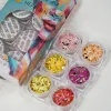 Glitter HNDO 6 Jars Mixed Sequins Nail Glitter Set Sparkle Powder Colorful Pigment for Classical Nail Art Manicure Decorations Kit