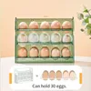 Bouteilles de rangement Porte-œuf à 3 niveaux pour le réfrigérateur Boîte de cuisine Organisateur portable Organisateur acrylique pliable à grande capacité Récipient