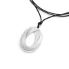 Pendant Necklaces Women's Metal Oval Necklace Hollow Circle Neckchain Elegant Jewelry