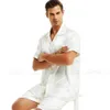 Mens Silk Satin Pajamas Pajamas PJS Krótki zestaw Sleepwear Loungewear SMLXL2XL3XL4XL 240408