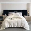 Set di biancheria da letto a cotone lungo in cotone a quattro pezzi set in stile nordico ricamo a colore puro per canottiere