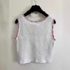 Women's Tanks & Camis Designer Brand 24 Spring/summer New Product Small Fragrant Wind Hollow White Knitted Tank Top for Women 9BO9