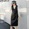 Casual Dresses AYUNSUE Real Leather Dress For Women 2024 Elegant Genuine Sheepskin Korean Fashion Clothing Slim Mid-length