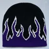 Berets Hip Hop Street Flame Hat Fashion Dance Skull Fire Hell Burn Flames Trend Knitted Soft WearBonnet Beanie