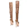 Dance Shoes Leecabe 20CM/8inches Patent Upper High Heel Platform Boots Closed Toe Over Knee Pole