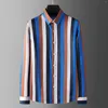 Men's Casual Shirts Trendy Brand Non Ironing Large Striped Patchwork Printed Fashionable Long Sleeved For Foreign Trade