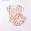 Rompers 2pcs vêtements d'été de bébé ensembles floraux ensembles de manches courtes