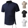 Coton pour hommes et lin Henry Necy Coup à manches courtes à manches courtes, chemise décontractée pour hommes, haut de taille européenne pour hommes