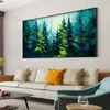 Dark Green Abstract Forest Oil Painting On Canvas Hand Painted Large Wall Art Custom Painting Green Tree Painting Minimalist Wall Art Living Room Decor