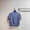 Damesjacks Designer merk Shenzhen Nanyou Huo ~ 24 Lente/zomer Nieuw product Kleine geurige blauwe dunne tweed korte mouwen jas J6Up