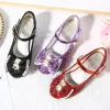 أحذية رياضية أحذية Princess Girls Party Sandals رال ملون عالي الكعب أحذية الفتيات الصنادل زقزقة أخمص القدمين صيف أحذية CSH813