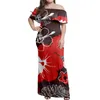 Party Dresses Drop Customized Polynesian Tribal Style Print Womens Clothing One Shoulder Ruffle Maxi Factory Price