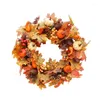 Fleurs décoratives élégantes 15,75 pouces de Noël Couronne de Noël avec des citrouilles Baies Pine For Home Party Drop