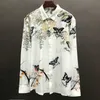 Casual shirts voor heren Sociale Italiaanse Britse stijl mannen Lang slve shirt vallen kleurrijk vintage tijger print shirt casual shirt jurk camisa masculina t240408