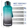 Water Bottles Half Gallon Bottle 2000 Ml Large Capacity Motivational BPA-free Leak-proof Lid Drink Jugs With Time Marker Sports Outdoor