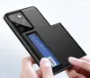 Hybrid Card Slot Armor Phone Cases för Samsung Galaxy S9 S10 S20 FE S21 ULTA S22 Note 10 20 Slide Cover2350818