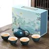 Teaware Sets Household Minimalist Colored Glazed Teapot Tea Set 1 Pot 4 Cup Gift Chinese Wedding Porcelain