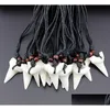 Pendant Necklaces Fashion Wholesale Mixed 12Pcs Imitation Yak Bone Shark Tooth Necklace White Teeth Amet For Men Womens Jewelry Drop D Dh4Jl