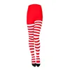 Women Socks Christmas Striped Tights Full Length Thigh High Stocking For Party Makeup Prom Decoration Cosplay Costume