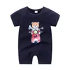 Baby Cartoon Bear Printed Rompers Niemowlęta Kids Krótkie Jumpsy Sumpus Summer Designer Odzież Nowonarodzone chłopcy Dziewczyny Bawełny miękkie body Z7569