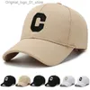 Bollkåpor enkel design c bokstav inbäddat baseball cap för kvinnor snapback sommar sol hat casual justerbar hip hop truck q2404081