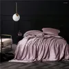 Conjuntos de cama 25 Momme Mulberry Silk Edgeter Tampa de cor sólida colcha premium com botões 1DUVET 1 LADO 2 travesseiro Shams