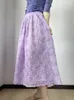 スカートジャイアミパープルフローラルスカート高品質の3Dフラワーデコレーションチュール2024年春夏の妖精バケーション女性服