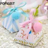 Gift Wrap Pink / Blue Triangular Pyramid Horse Baby Shower Candy Box Bomboniera Baptism Birthday Boxes