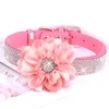 Hundekragen rosa Kragen für Bling -Strass -Haustier Glitzer Welpe Katze Halskette mit Blume Mode Crystal Chihuahua