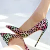 Kleiderschuhe 12 cm Fashion Leopardenmuster Frauen spitz Zehen Stiletto Pumps Sexy Promi Night Club Party High Heel Frau Großgröße 45