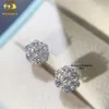 Passer le diamant Tester vis de la mode 925 Boucles d'oreilles Moissanite à fleur en argent sterling