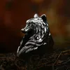 Punk Vintage Black Wolf Head Ring for Men 14k Gold Gold Hip Hop Hop Rings Fashion Mamulet Hight