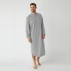 Ethnic Clothing Muslim Men's European And American Nightgown Long-sleeved Button Solid Arabic Shirt Cross-border Robe