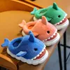 Slipper Parent-Child Shoes Winter Cotton Slippers To Be Home Child Shark Shoes Flip Flops For Kids Girls Cutoon Baby Boys tofflor 240408