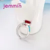 Cluster Rings Romantic Water Drop Red Crystal & Blue Fire Opal Ring For Women Fashion Jewelry 925 Sterling Silver