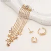 Charm Fashion Gold Color Stars Zircon Clip Earrings Ear Cuff Creative Simple Personality Metal Clips for Women Trendy Girls Jewelry240408