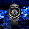 Pintime/Pinshi Men's W pełni automatyczny chłodny pentagram trend Student Waterproof Night Glow Quartz Watch