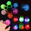 Party Decoration 100st Glowing Strawberry Rings Light Led Ring Finger Up Jelly ojämn blinkande bubbla Rave Color Favors