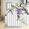 Shower Curtains Wisteria Flower Tree Waterproof Bathroom Decor Romantic Rose Floral Plant Curtain Polyester Fabric With Hooks